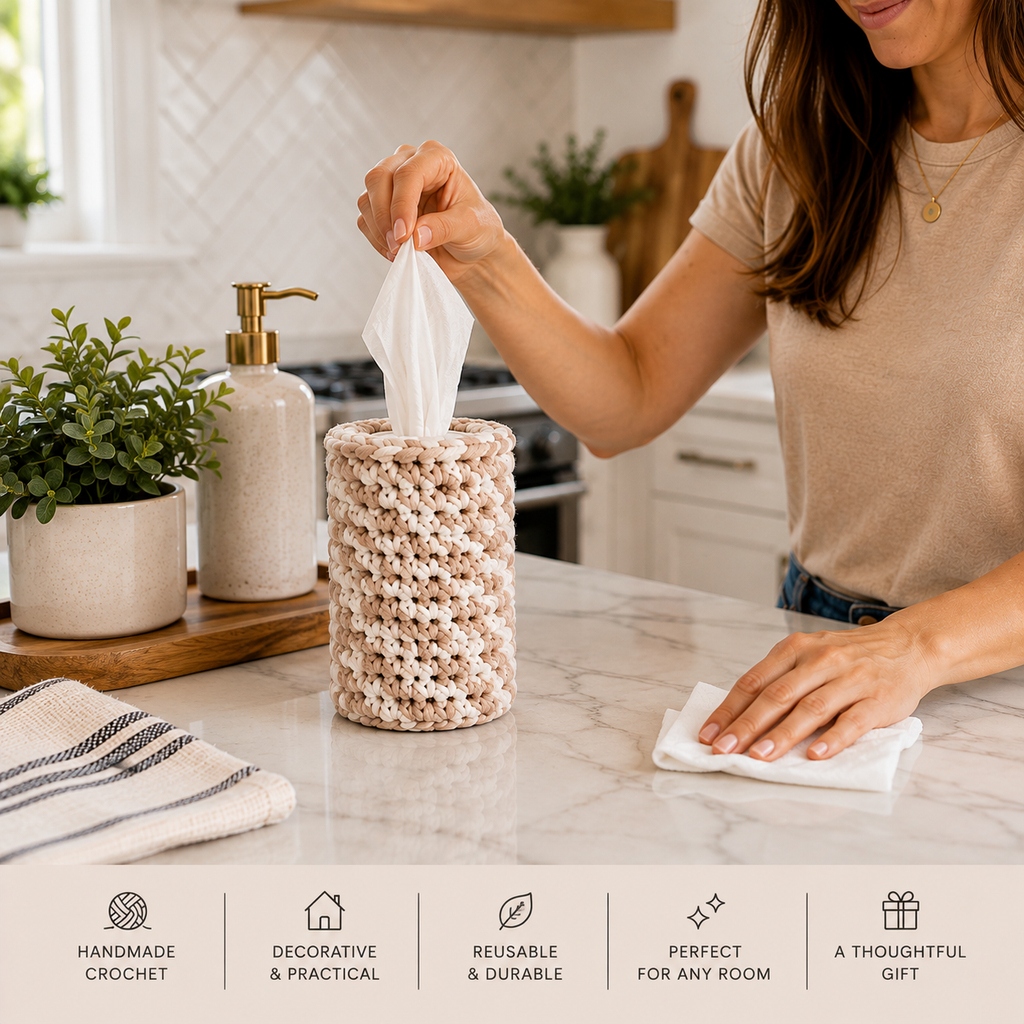 Handmade Crochet Disinfectant Wipe Cover | Decorative Wipes Holder